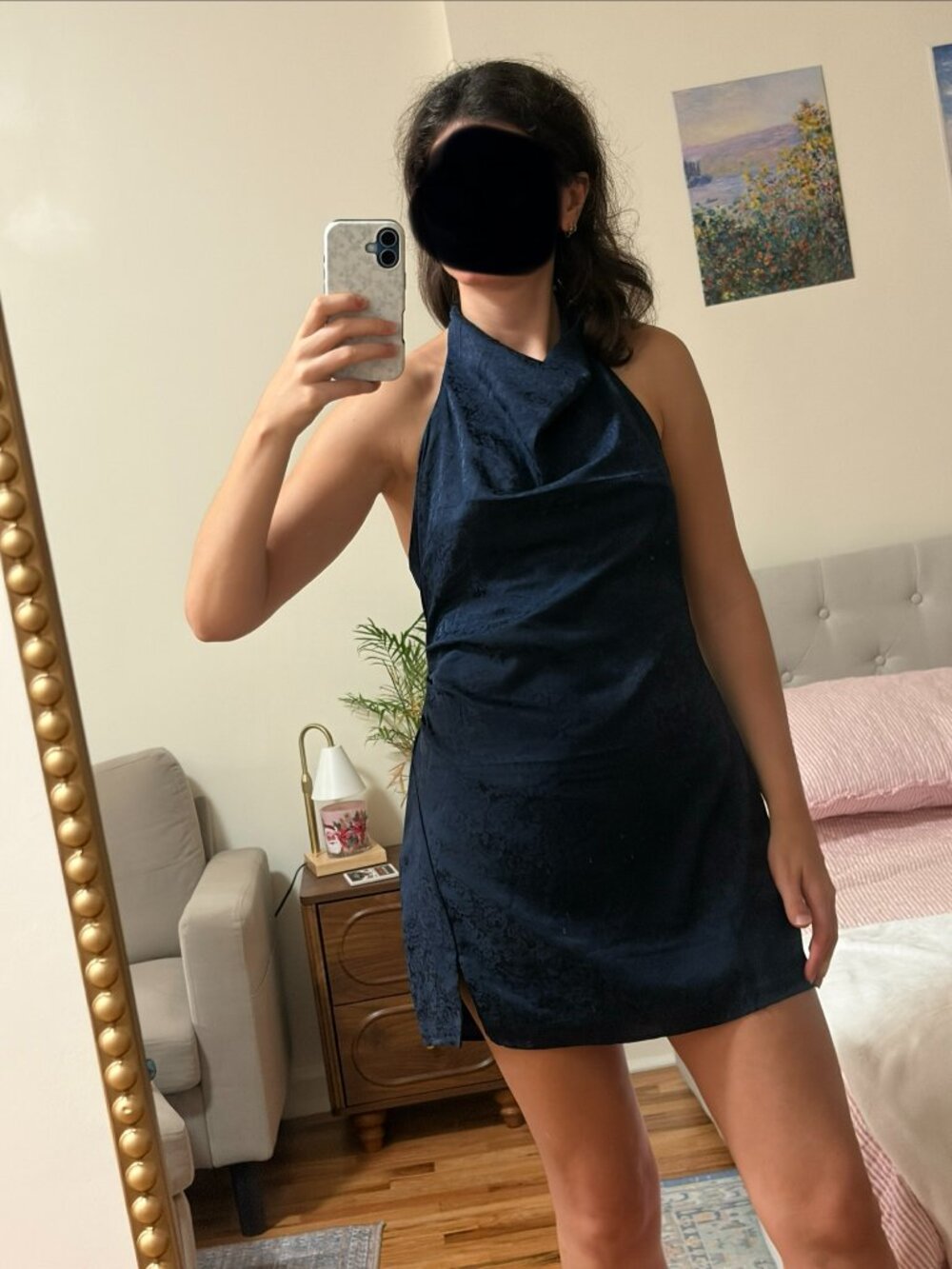 Lulus Cowl Neck Navy Dress
